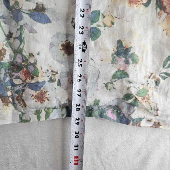 St. Tropez West 100% Linen Tunic Top Floral Size XL Flower Bohemian Pullover - Picture 7 of 10